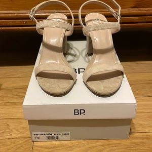 BP. Lula Slingback Blush Suede Block Heels